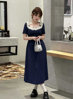 【胖大C】07042C+07043C纯欲微胖夏季蕾丝撞色显瘦设计气质连衣裙