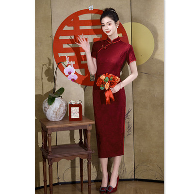 高端喜妈妈婚宴旗袍2025夏季新款复古风长款喜婆婆高级感中式宴会