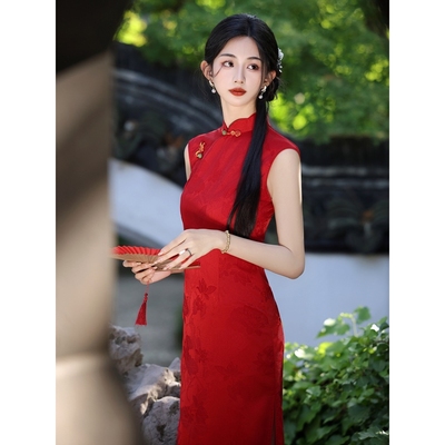 高端复古新中式红色旗袍2025新款红色新娘结婚领证订婚晨袍礼服