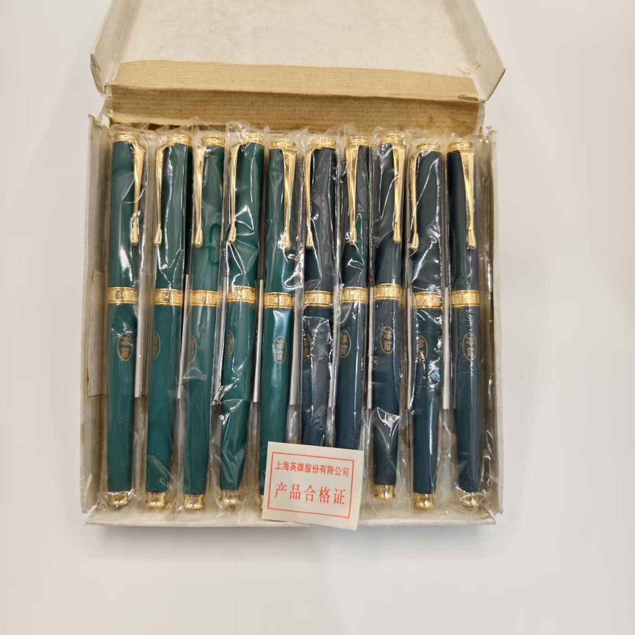93年原装正品上海英雄347双色大包尖钢笔黄铜笔杆铱金笔特细财会