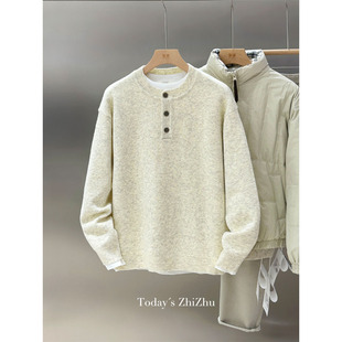 男装ins简约百搭慵懒松弛感羊毛亨特领毛衣 M33227