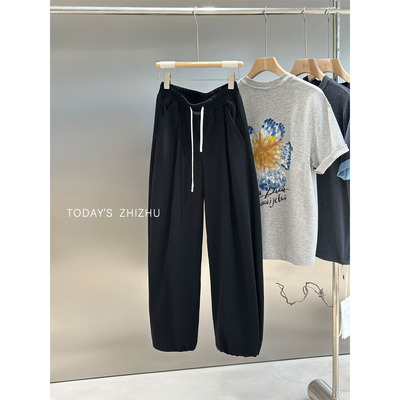 制著男装夏季日系简约百搭抽绳休闲弯刀卫裤  K26276