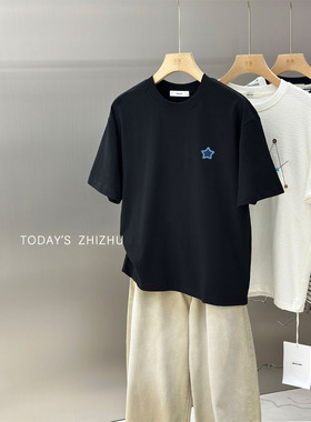 制著男装夏季美式高街五角星刺绣圆领短袖T恤  T26186