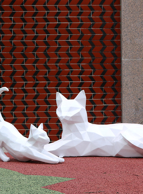 抽象几何猫雕塑样板房装饰品摆件