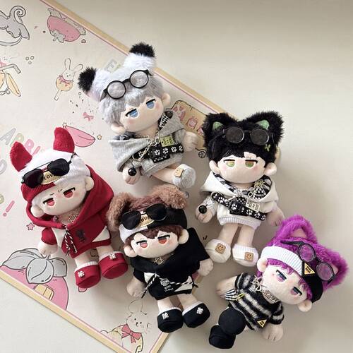 捶捶体15cm娃衣格子卫衣套装20cm站姿棉花娃娃正常海星体公仔换装