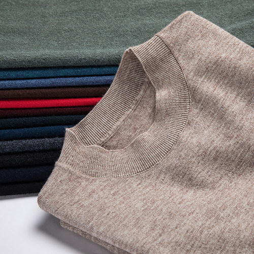 薄款春秋季羊绒衫男长袖圆领大码