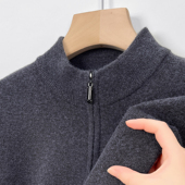 加肥加大码 100%羊绒衫 男加厚毛衣中年半高拉链宽松休闲羊毛打底衫