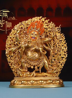 藏式铜制六臂玛哈嘎拉精工佛像