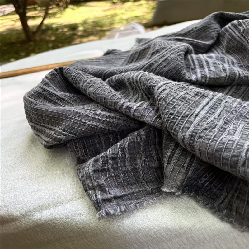 公司定制重工磨洗亚麻棉做旧凹凸立体提花舒服亲肤夏天服装布料