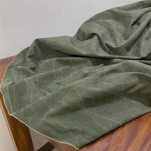 公司定制硬挺舒服军绿色纯棉摩洗龟裂纹香云纱风格服装连衣裙布料