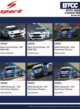 英国房车冠军赛 BTCC 福特/宝马/现代/奥迪 赛车模型-spark 1/43
