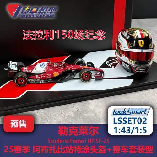 勒克莱尔 法拉利 阿布扎比F1赛车头盔模型套装-LSSET02 Looksmart