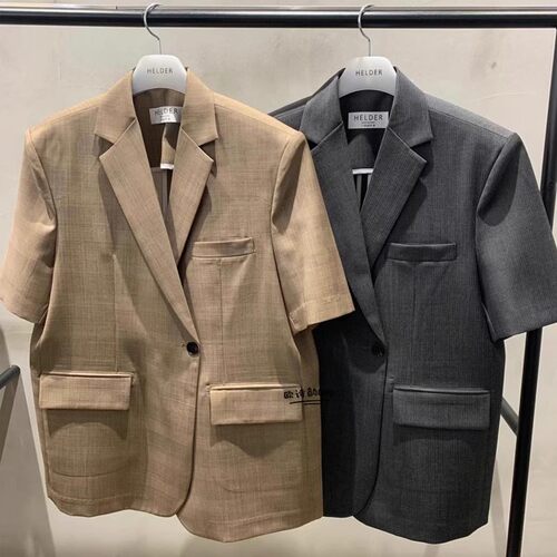 小西装外套女时尚短袖一粒扣西服