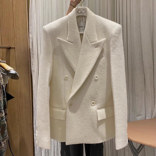 高级感羊毛毛呢外套女秋2024新款韩版宽松时尚气质西装领呢子大衣