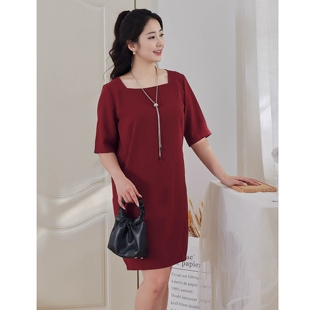 遮肚显瘦中长款 2025新夏款 高端雪纺连衣裙七分袖 女装 欧美气质 大码