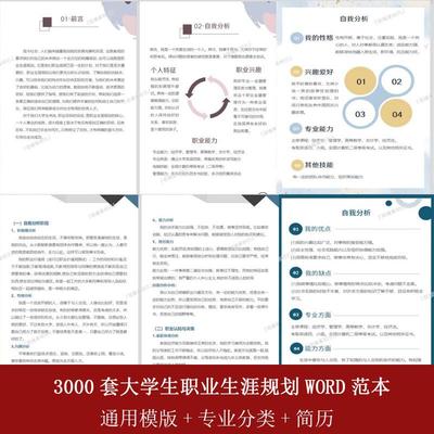 2023大学生职业生涯规划书word模板范文工作就业求职指导发展计划