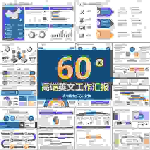 60页高端英文工作汇报PPT模板Presentation数据图表逻辑述职报告