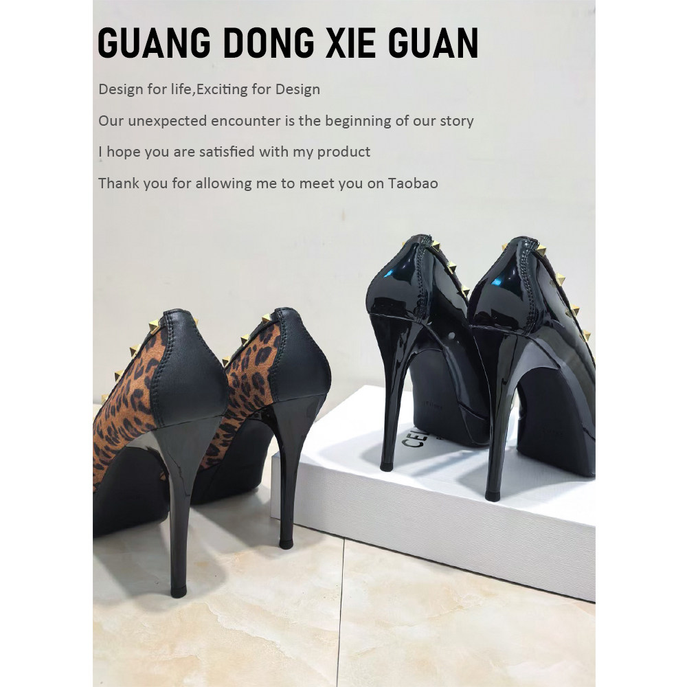 2026春季新款豹纹防水台超高跟鞋女细跟尖头性感欧美绒面单鞋12cm