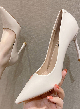 不磨脚职业黑色甜美高跟鞋细跟正装工作面试小码空姐尖头浅口单鞋