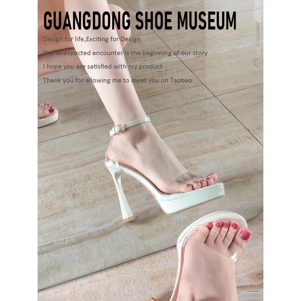 透明凉鞋女2026年夏季新款外穿一字带细跟防水台绝美高跟鞋配裙子