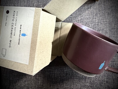 现货 2025日本BlueBottle蓝瓶咖啡kinto圣诞限定红豆色陶瓷马克杯