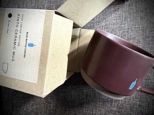 现货 2025日本BlueBottle蓝瓶咖啡kinto圣诞限定红豆色陶瓷马克杯