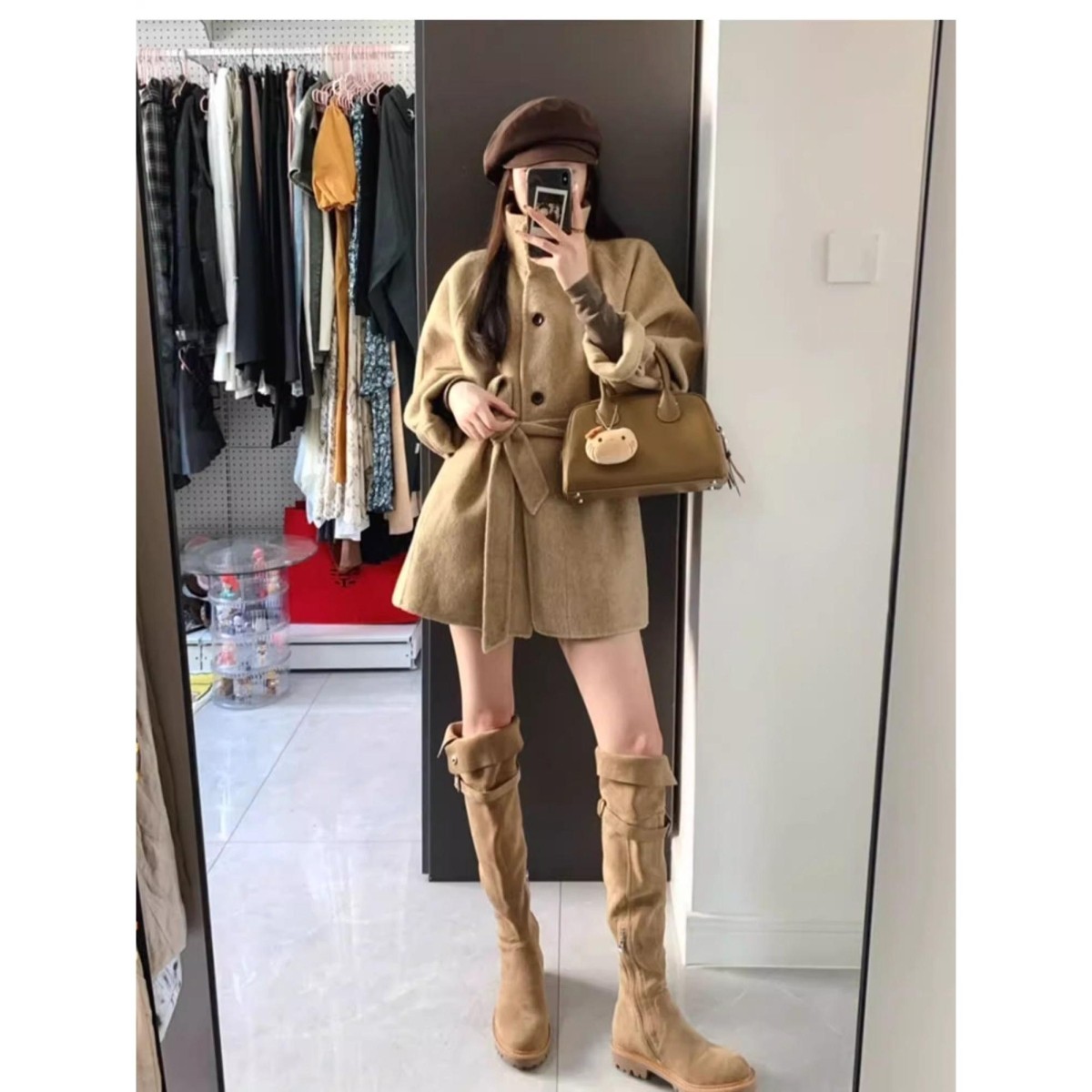 卡其色呢子大衣女秋冬2025新款毛呢外套高级感小个子短款韩系气质,女装/女士精品,毛呢外套,淘宝优惠券,粉丝福利购,淘宝优惠卷