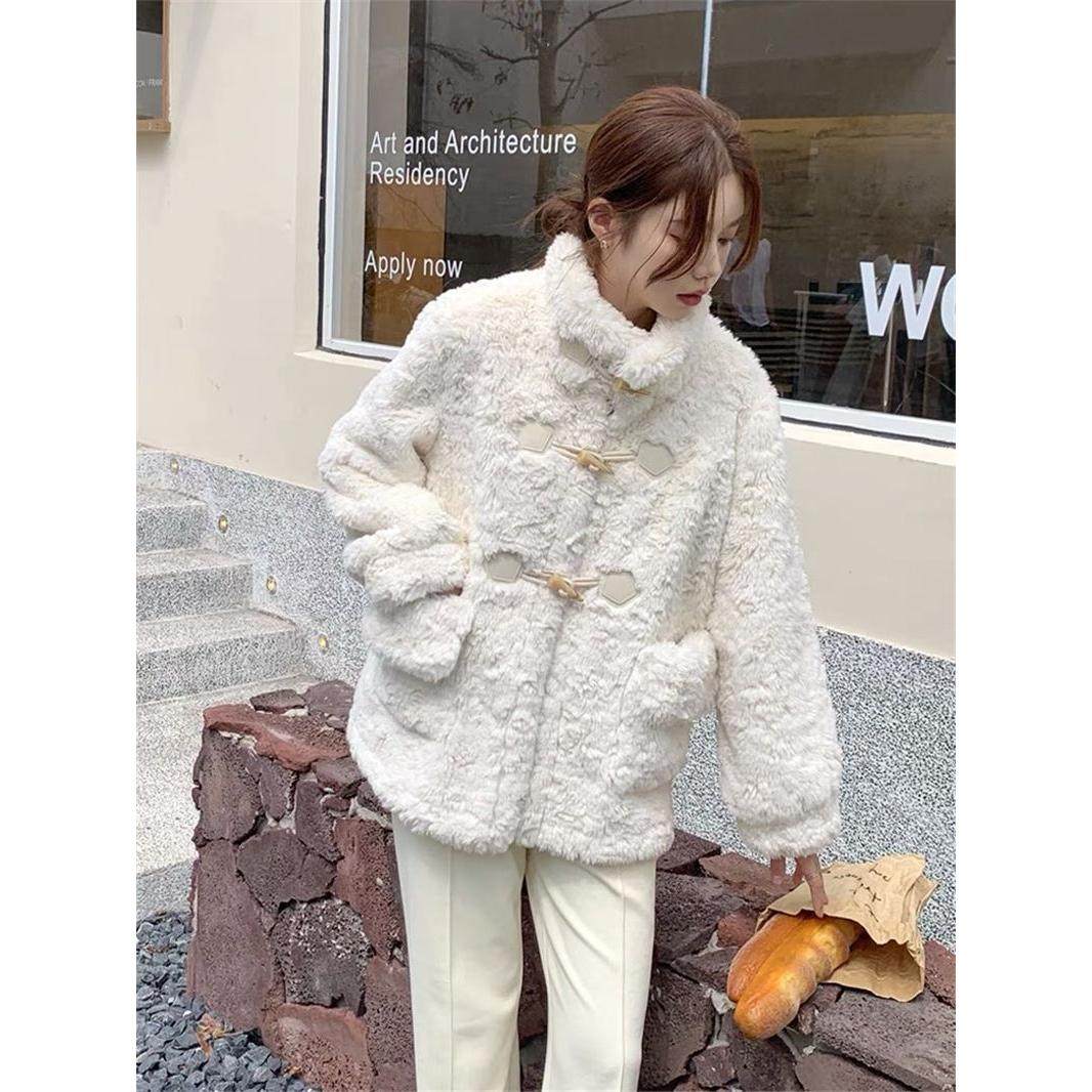 小香风兔毛毛外套女高级感2026夹棉皮草棉服秋韩系,女装/女士精品,短外套,淘宝优惠券,粉丝福利购,淘宝优惠卷