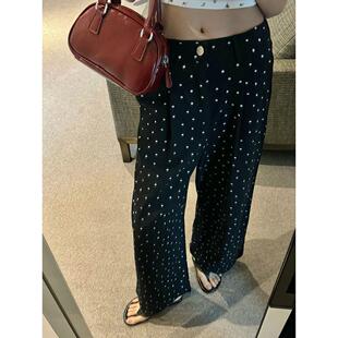 花点裤夏季新款大码胖妹妹mm梨形身材遮肚宽松显瘦高腰点点牛仔裤