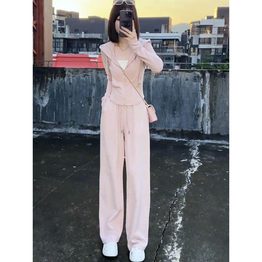 大码春秋季时尚洋气高级感显瘦两件套女连帽卫衣休闲运动套装胖mm,女装/女士精品,时尚套装,淘宝优惠券,粉丝福利购,淘宝优惠卷