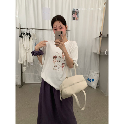 奶思家NICE STUDIO-夏上新韩系芭蕾女孩工艺设计百搭短袖T恤L8909