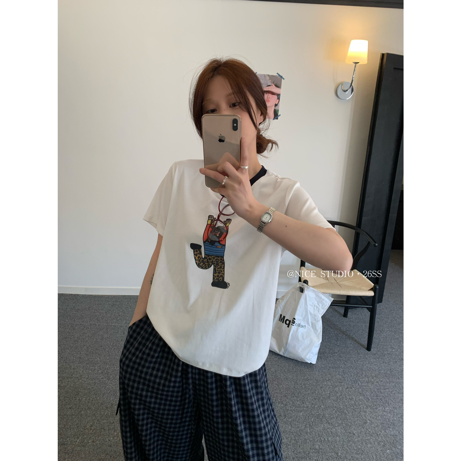 奶思家NICE STUDIO-26年夏上新趣味抽象印花短袖T恤L8822-1