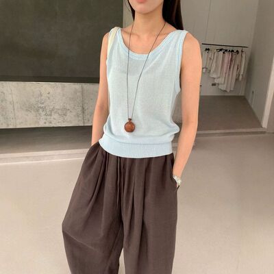 6UP夏韩系氛围感无袖毛衣女背心广州十三行新款慵懒针织衫60357