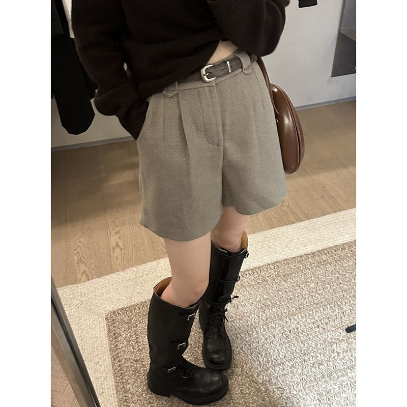 休闲裤十三行MMC毛呢短裤女筒