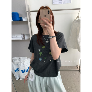 韩系度假海星印花工艺短袖 2026夏季 T恤W63821 STUDIO 奶思家NICE