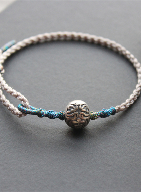 足银转运珠调节手链男女手工编绳