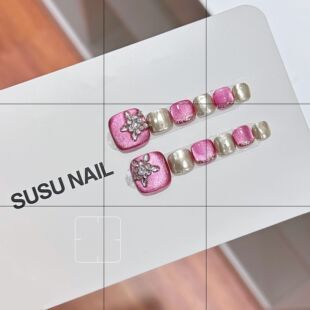 星星点点纯手工穿戴甲纯欲脚趾甲贴片美甲成品穿戴甲甜酷氛围感