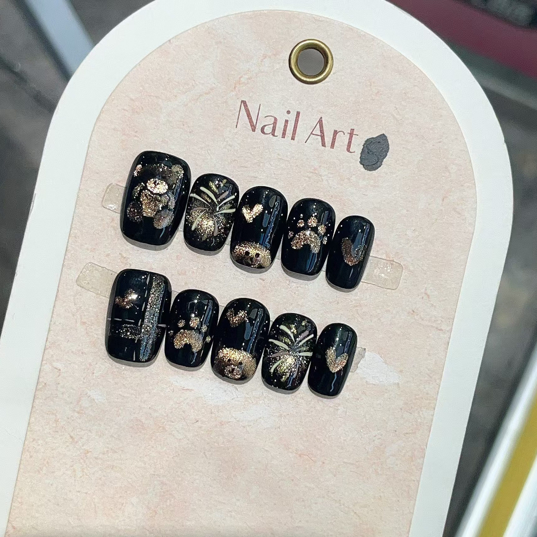 可爱手绘泰迪熊鎏金猫眼晕染烟花爱心小众显白百搭可拆卸穿戴甲,彩妆/香水/美妆工具,穿戴甲/甲片,淘宝优惠券,粉丝福利购,淘宝优惠卷