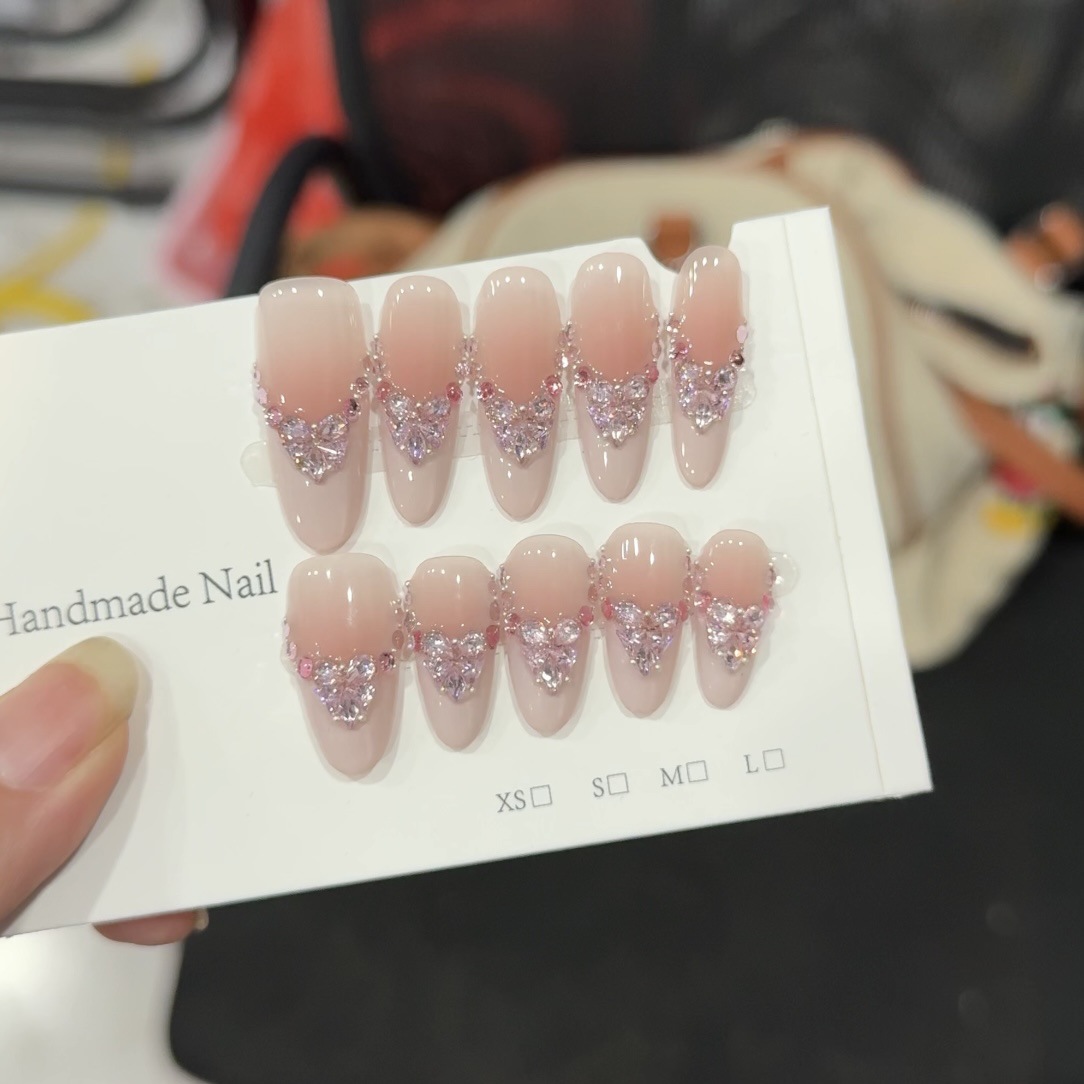 法式锆石手工穿戴甲甜酷氛围感