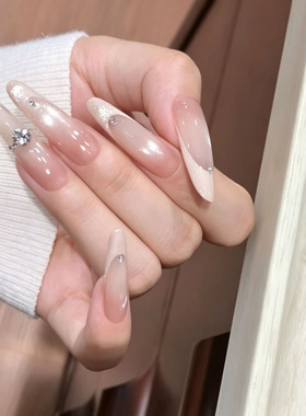 白色回忆极光猫眼纯手工穿戴甲