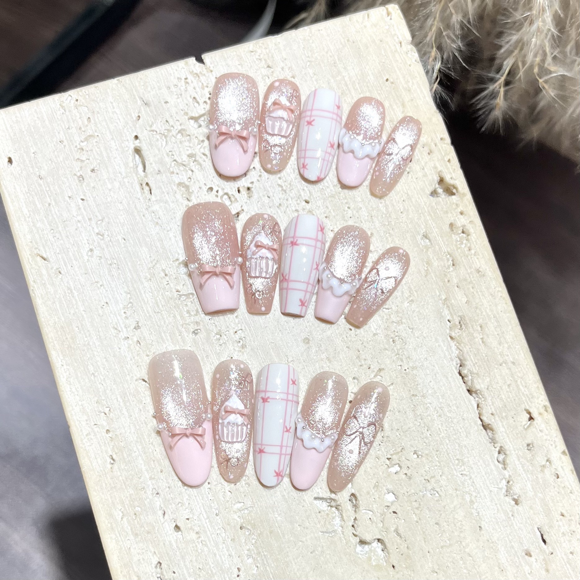 蝴蝶结少女裙边小蛋糕穿戴甲