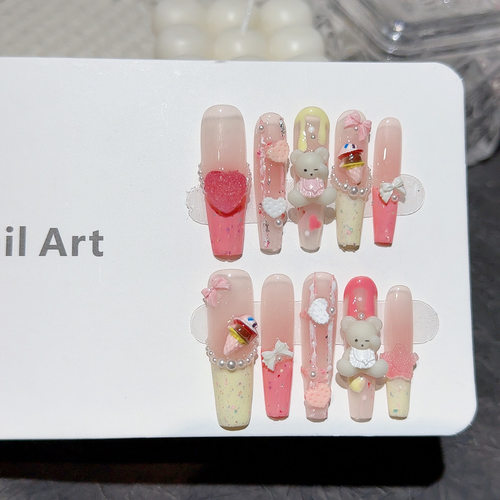 糖霜砂糖熊超长细狗手绘穿戴甲