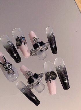 小兔星芒长款镶钻辣妹穿戴甲