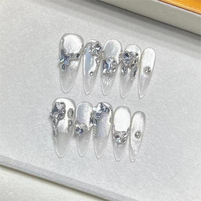 玻璃猫眼碎钻显白穿戴甲可拆卸