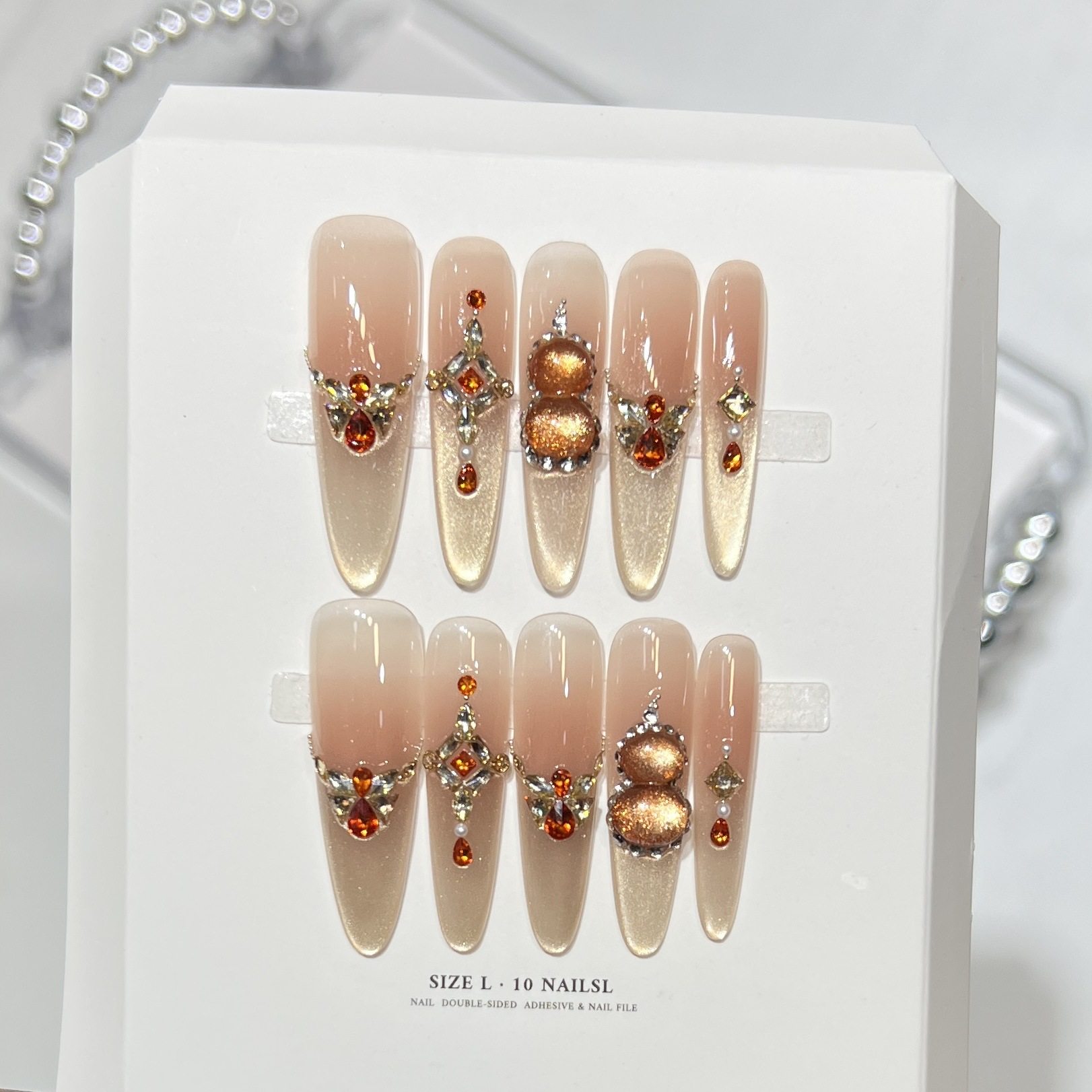 立体葫芦冰透猫眼法式渐变穿戴甲水钻金色轻奢裸色手工日常百搭款,彩妆/香水/美妆工具,穿戴甲/甲片,淘宝优惠券,粉丝福利购,淘宝优惠卷