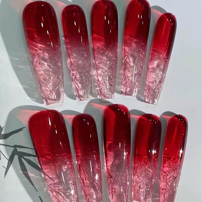 辣妹冰莓红酒手工穿戴甲