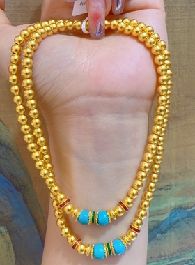 2025新款金店同款古法三圈磨砂福珠多圈叠戴手串国风高档女款项链