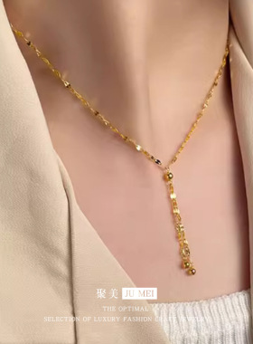 轻奢vintager吊珠珠流苏锁骨链 沙金沙金色嘴唇流苏锁骨套链2026