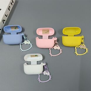 适用于OPPOEncoAIr4i硅胶耳机保护套壳KT蝴蝶结猫猫可爱小挂件encoR4i硅胶连体防摔不掉盖蓝牙耳机保护套软壳