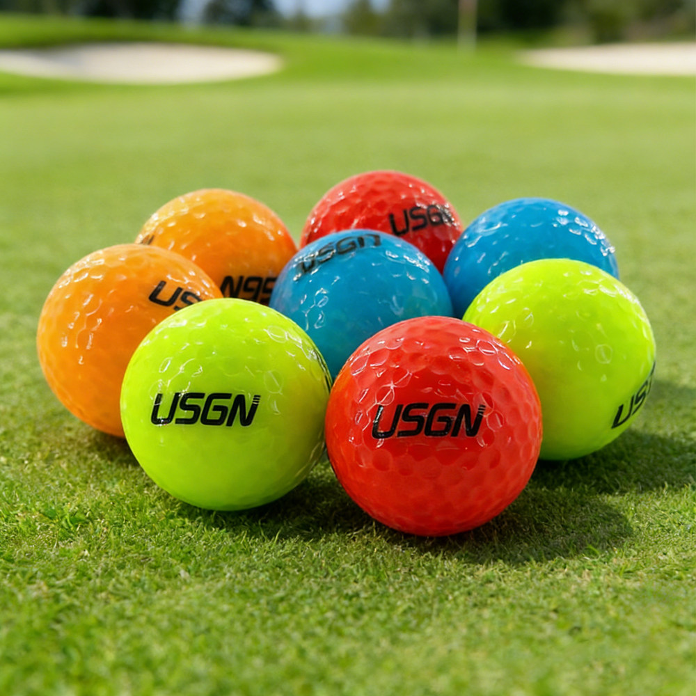 全新高尔夫球2层比赛球USGN下场专用 二层比赛多色自带瞄准线彩球